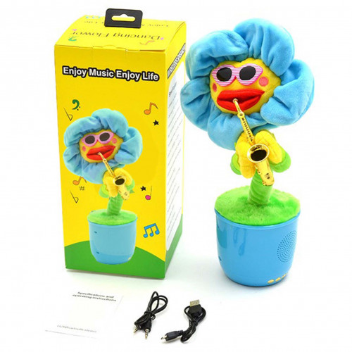 Інтерактивна іграшка танцююча Квітка, блютуз колонка з FM радіо Dancing Flower (блакитна)