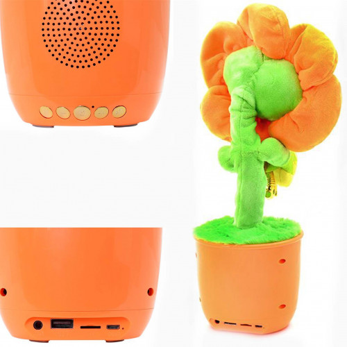 Інтерактивна іграшка танцююча Квітка, блютуз колонка з FM радіо Dancing Flower (помаранчева)
