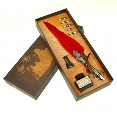 Винтажный подарочный набор для каллиграфии Ручка ажурная перьевая (красный)