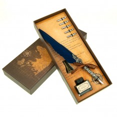 Винтажный подарочный набор для каллиграфии Ручка ажурная перьевая (синий)