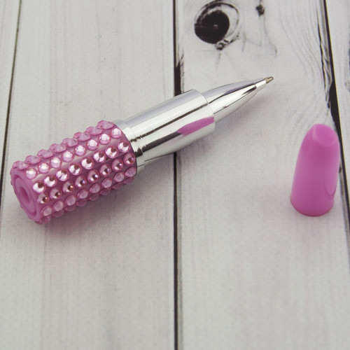 Ручка Помада з стразами (рожева) сувенір