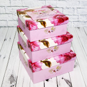 Коробка подарункова КП-3332 (набір 3шт) рожева