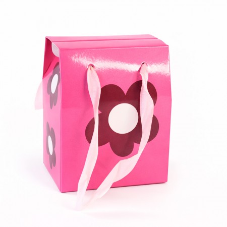 Коробка для подарка складная 11х10х7см (розовая)