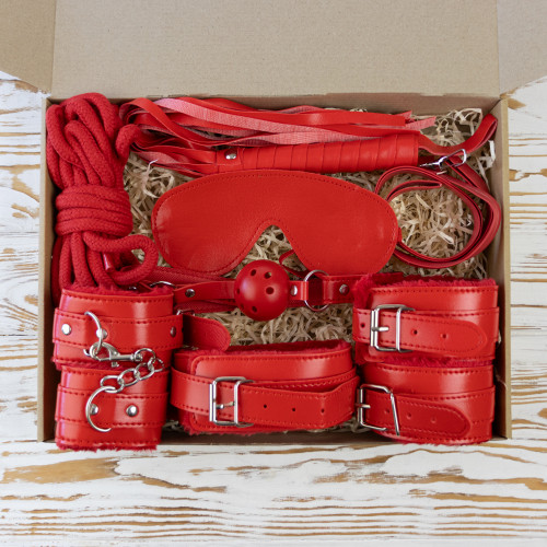 Подарочный набор для эротического связывания 10 предметов 13556 (красный)