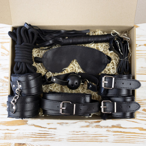 Подарочный набор для эротического связывания 10 предметов 13569 (черный)