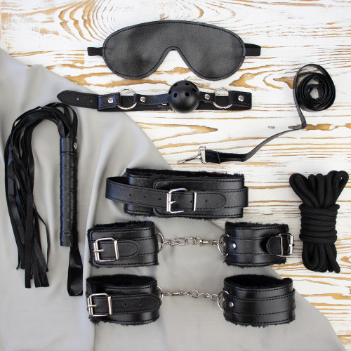 Подарочный набор для эротического связывания 10 предметов 13569 (черный)