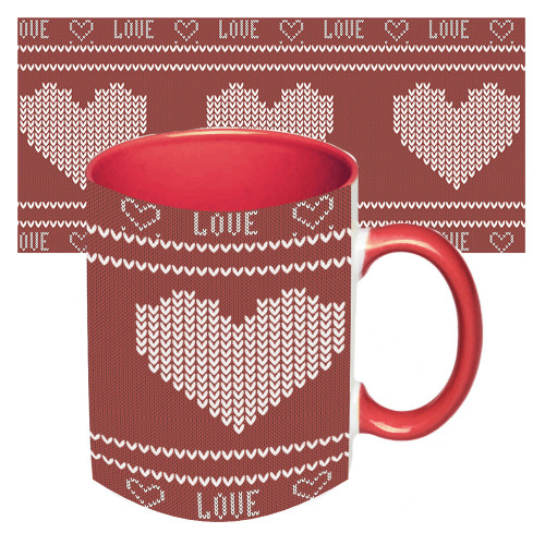 Чашка з принтом 64105 Вязане серце (червона)