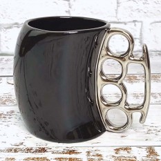 Чашка с кастетом выпуклая (черная с серебром) 9062