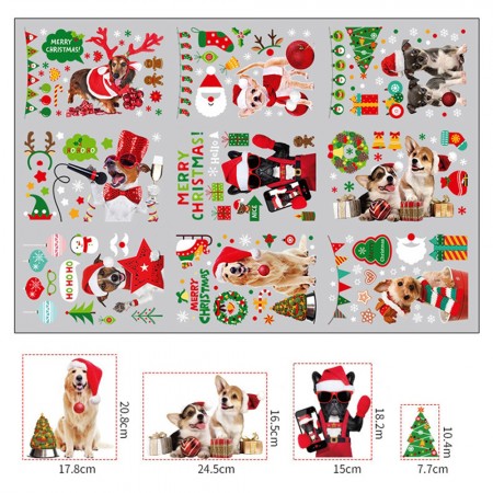 Интерьерная наклейка NG Merry Christmas Dogs JD2311 (9 листов А4)