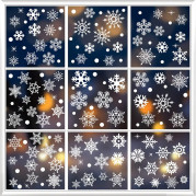 Інтер'єрна наклейка NG Сніжинки мікс білі JD2301 (9 листів А4155 шт)