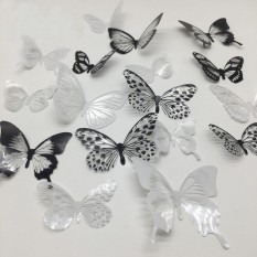Наклейка 3D Метелики HZ-101 29,5х21см білі та чорні