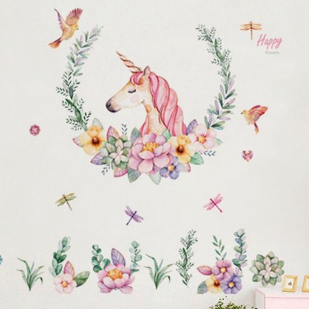 Интерьерная наклейка ZOO Единорог с лаврами JM7329 90х60см