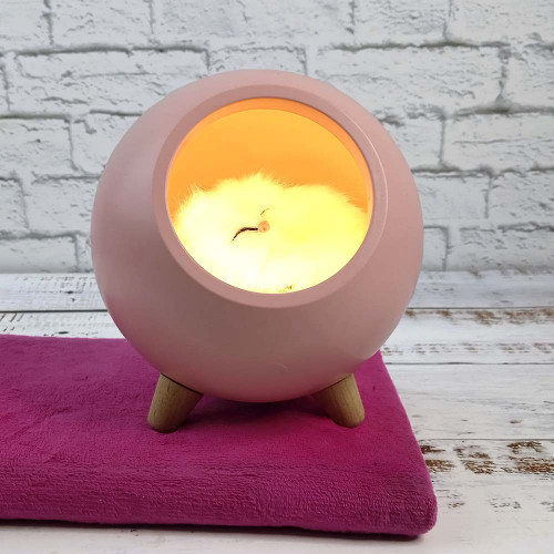 LED Нічник Сплячий кіт у будиночку (рожевий)