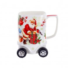 Чашка новогодняя подарочная на колесиках Дед Мороз