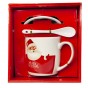 Набор Новогодний чашка с ложкой и крышкой 14292 Санта в красных рукавицах (красный)
