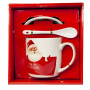 Набор Новогодний чашка с ложкой и крышкой 14292 Санта в красных рукавицах (красный)