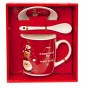 Набор Новогодний чашка с ложкой и крышкой 14294 Санта с друзьями (красный)