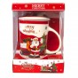 Набір Новорічний чашка з ложкою та кришкою 715В4 Санта з ведмедиком