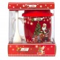 Набор Новогодний чашка с ложкой и силиконовой крышкой 90443 Санта с подарками (красный)