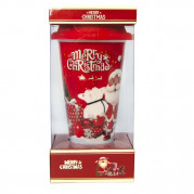 Чашка стакан Новогодняя с силиконовой крышкой 72511 Санта с подарками (красная)