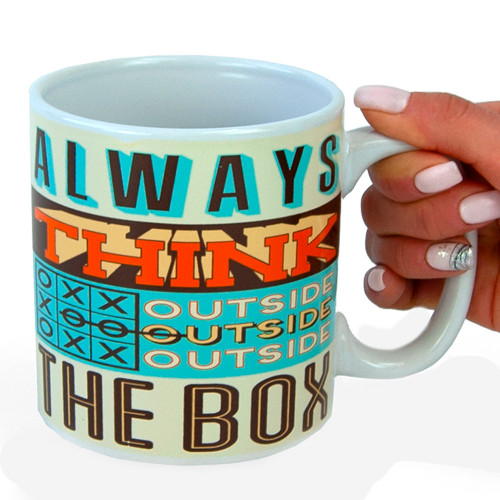 Кружка мотивационная Нестандартно - Always think outside the box 600 мл (бежевый с коричневым)