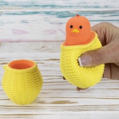 Іграшка антистрес Фуфлік Курча помаранчевый у жовтому кошику