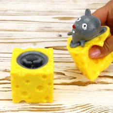 Іграшка антистрес Фуфлік Мишка із сиру (сіра)