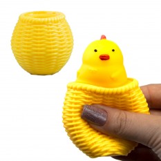 Игрушка антистресс Фуфлик Цыпленок в корзинке (желтая)