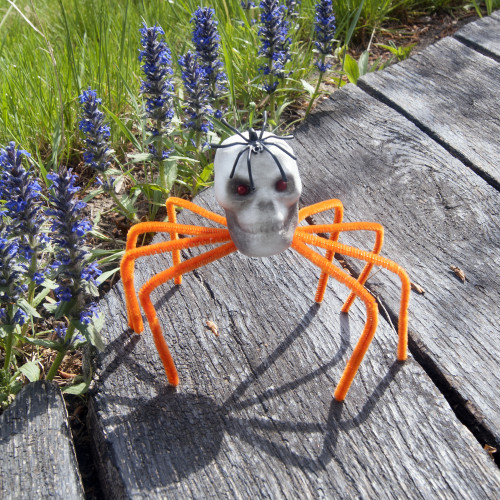 Паук готический череп 30см (оранжевый)