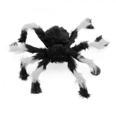 Павук з хутра 45см (чорний з білим)