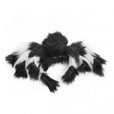 Павук з хутра 30см (чорний з білим)