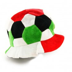 Шапка Футбольный мяч велюр (красно-зеленая)