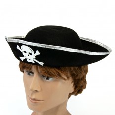 Шляпа Пирата фетр (черный с серебром)