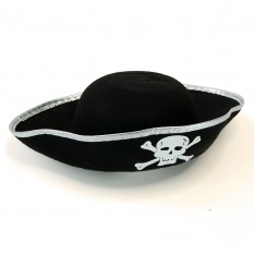 Шляпа детская Пирата фетр (черный с серебром)