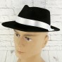 Шляпа Мужская Мафия флок (черная с белой лентой)