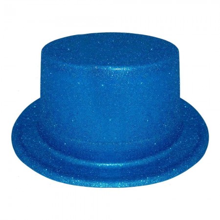 Шляпа детская Цилиндр блестящая (голубая)