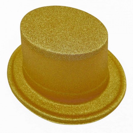 Шляпа детская Цилиндр блестящая (золото)