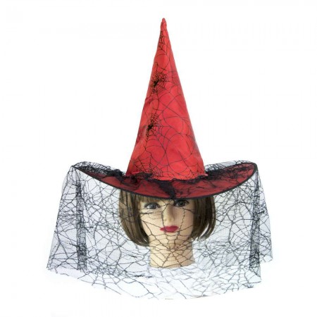 Шляпа Ведьмы с паутиной (красная)