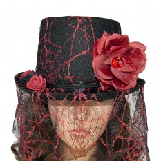 Шляпа Стимпанк Викторианская Готика черная с красным 11471