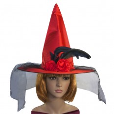 Шляпа Ведьмы атласная (красная)
