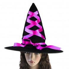 Шляпа Ведьмы с лентой розовой