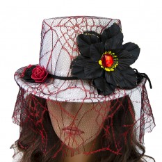 Шляпа Стимпанк Викторианская Готика белая с красным 11462