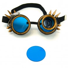Цветное стекло к очкам Стимпанк Гогглы PC04 (синее) 1шт