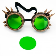 Кольорове скло до окулярів Стимпанк Гоггли PC06 (зелене) 1шт