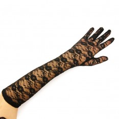 Перчатки гипюровые длинные (черные)