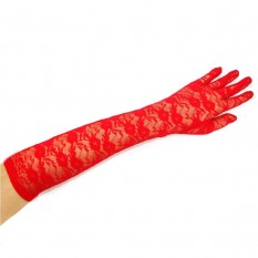 Перчатки гипюровые длинные (красные)