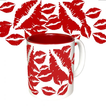 Чашка с принтом 64115 1000 поцелуев (красная)