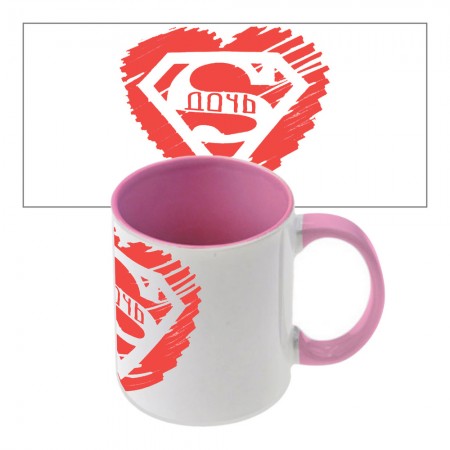 Чашка с принтом 64601 Супер Дочка (розовая)