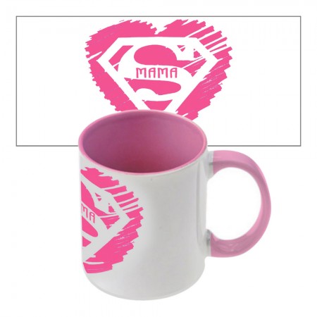 Чашка с принтом 64202 Супер Мама (розовая)