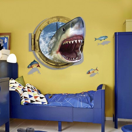 Интерьерная наклейка ZOO Акула в иллюминаторе XH4275 90х60см